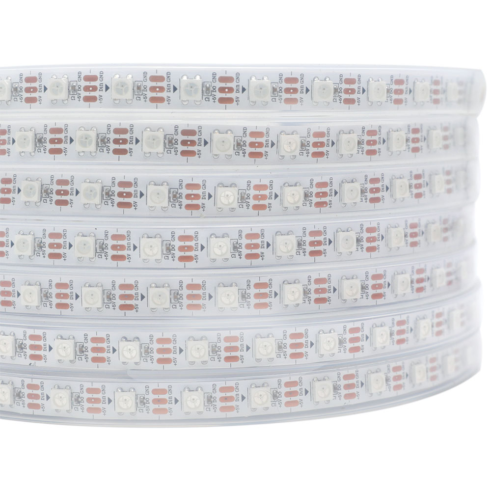 WS2812B DC5V Series Flexible LED Strip Lights, Programmable Pixel Full Color Chasing, Outdoor Waterproof Optional, 60LEDs/m 1.64-16.4ft Per Reel By Sale